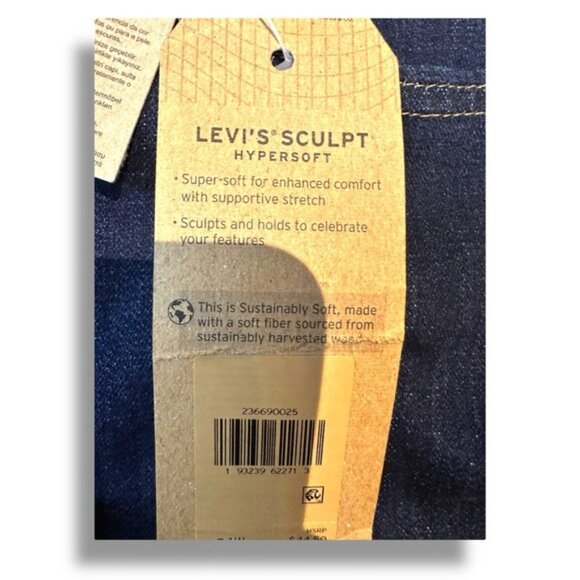 🆕 NWT Women’s 24w Levi’s Mid Length High Rise Classic Shorts Dark Wash - Picture 11 of 11